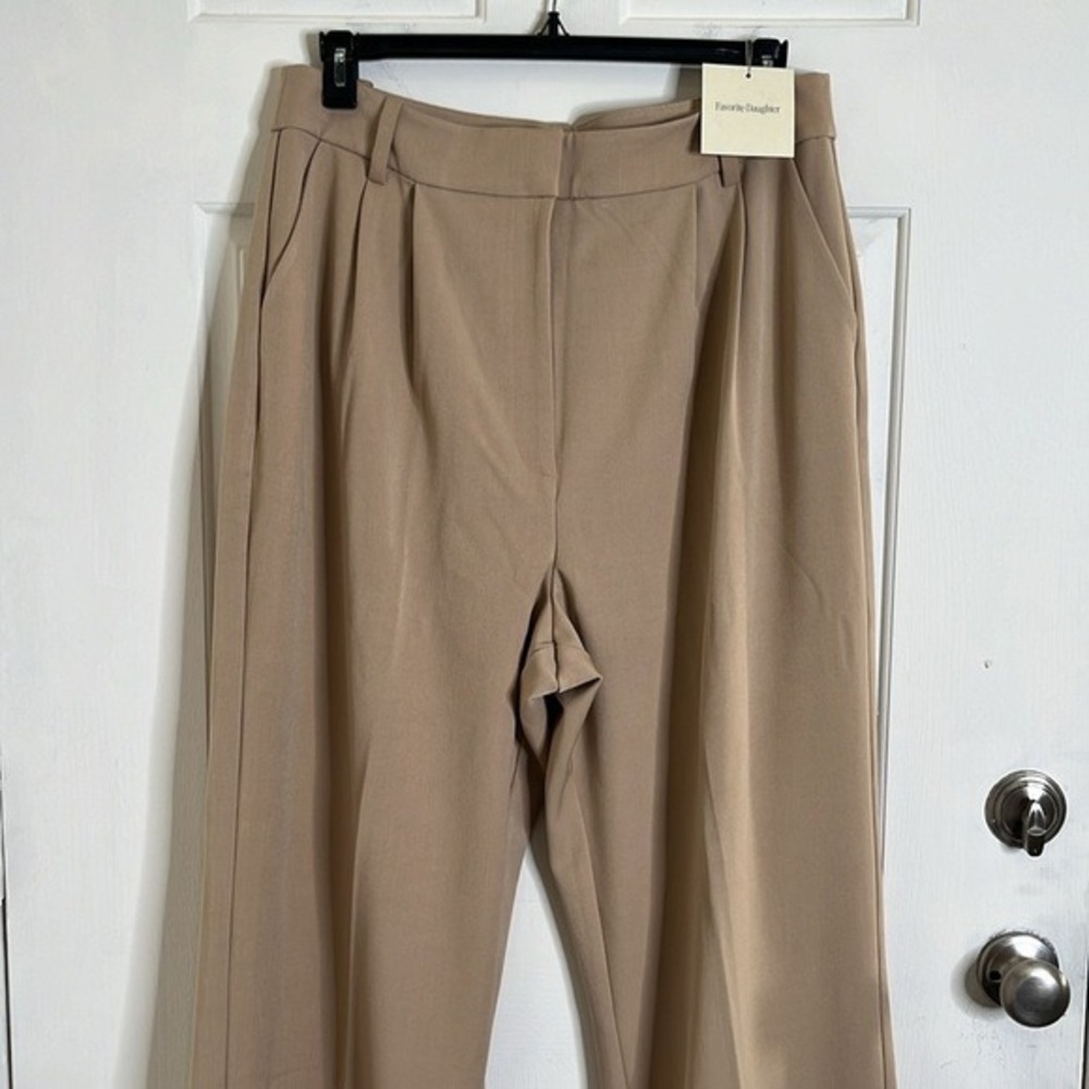 $218 Favorite Daughter The Favorite Pant Women Size 16 Beige High Rise Wide Leg - Picture 6 of 15